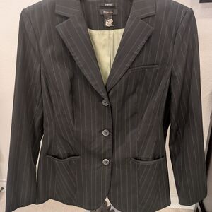 Style & Co. Women's Black And Lime Green Pinstripe Blazer
